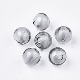 Honeyhandy Handmade Blown Glass Beads, Round, Dark Gray, 14x14mm, Hole: 1~2mm