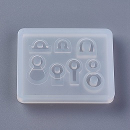 Honeyhandy Silicone Pendant Molds, Resin Casting Molds, For UV Resin, Epoxy Resin Jewelry Making, Mixed Shapes, White, 49.5x39.5x6mm, Hole: 2.2~6.3mm