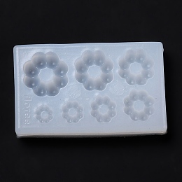 Honeyhandy DIY Pendants Silicone Molds, Resin Casting Pendant Molds, For UV Resin, Epoxy Resin Jewelry Making, Flower, White, 45x28x7mm, Inner Diameter: 5~14X5~14mm