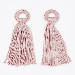 Honeyhandy Polyester Tassel Big Pendant Decorations, Pink, 98~110x24~26x10~15mm, Hole: 14mm