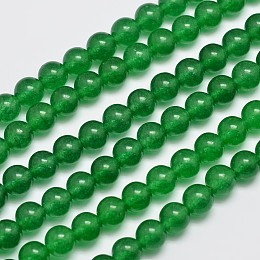 Honeyhandy Natural & Dyed Malaysia Jade Bead Strands, Round, Green, 8mm, Hole: 1.0mm, about 48pcs/strand, 15 inch