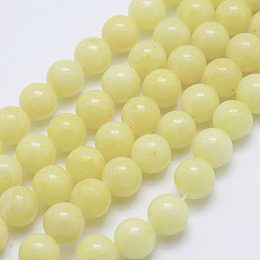 Honeyhandy Natural Mashan Jade Round Beads Strands, Dyed, Light Yellow, 4mm, Hole: 1mm, about 98pcs/strand, 15.7 inch