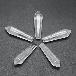 Honeyhandy Natural Quartz Crystal Pointed Beads, Bullet, Undrilled/No Hole Beads, 30.5x9x8mm