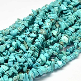 Honeyhandy Chip Dyed Natural Howlite Bead Strands, Dark Turquoise, 5~14x5~10mm, Hole: 1mm, about 33.85 inch