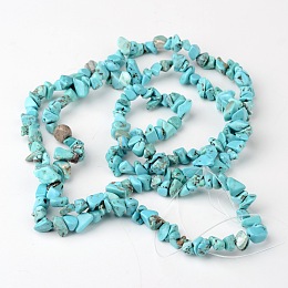 Honeyhandy Dyed Natural White Jade Chip Beads, Imitation Green Turquoise, 4~10x4~6x2~4mm, Hole: 1mm, about 320pcs/strand, 35.4 inch