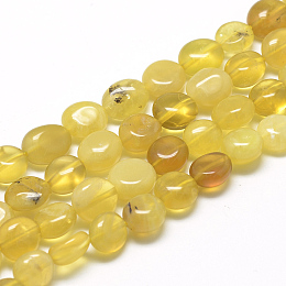 Honeyhandy Natural Yellow Opal Beads Strands, Oval, 8~15x7~12x4~12mm, Hole: 1mm, about 30~45pcs/strand, 15.7 inch