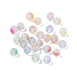 Honeyhandy Transparent Baking Painted Glass Beads, Imitation Opalite, Round, Mixed Color, 8x7mm, Hole: 1.5mm