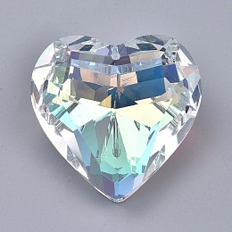 Honeyhandy K9 Glass Rhinestone Pendants, Faceted, Heart, Crystal AB, 44x45.5x27.5mm, Hole: 1.4mm