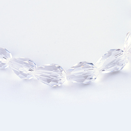 Honeyhandy Transparent Glass Bead Strands, Faceted Teardrop, Clear, 8x6mm, Hole: 1mm, about 72pcs/strand, 22 inch