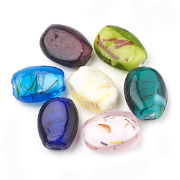 Honeyhandy Handmade Lampwork Beads, Oval, Mixed Color, 30.5x22~23x12~13mm, Hole: 2mm