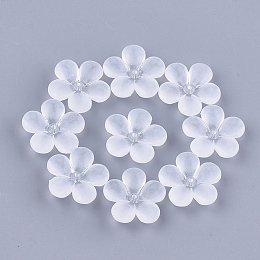 Honeyhandy Transparent Acrylic Beads, for Name Bracelets & Jewelry Making, Frosted, Flower, Clear, 21x21.5x6mm, Hole: 1.2mm