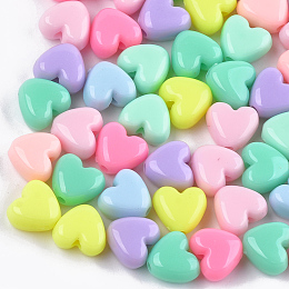 Honeyhandy Acrylic Beads, Heart, Mixed Color, 9.5x10.5x6mm, Hole: 2mm