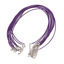 Honeyhandy Waxed Cord Necklace Making, with Zinc Alloy Lobster Clasps, Platinum, Dark Violet, 17.8 inch~18 inch(45.5~46cm), 2mm