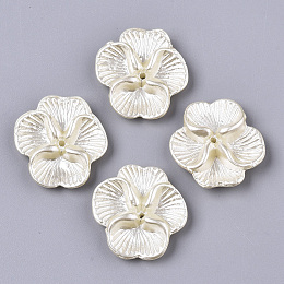 Honeyhandy ABS Plastic Imitation Pearl Beads, Flower, Cornsilk, 22x22x5mm, Hole: 1.2mm