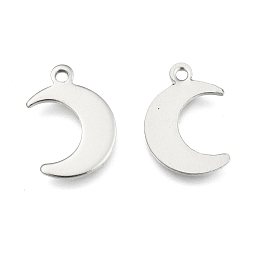 Honeyhandy Crescent Moon Stainless Steel Charms Pendants, Stainless Steel Color, 15.5x10.5x1mm, Hole: 1mm