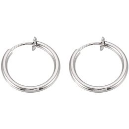 UNICRAFTALE 2 Pairs Stainless Steel Clip-on Earring Components Silver Tones Earring Findings for Non-Pierced Ears Circle Hoop Earrings for Earring Making 24.5x2mm