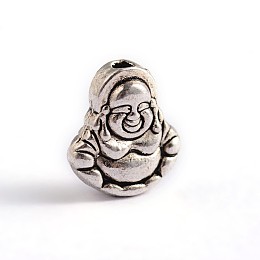 Honeyhandy Tibetan Style Buddha Alloy Beads, Antique Silver, 11x10x5mm, Hole: 1.5mm