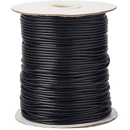 PandaHall Elite About 200 Yards/roll 1mm Black Waxed Polyester Cord Environmental Korean Waxed Cord Thread Beading Thread for Jewellery Bracelets Craft Making