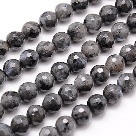 ARRICRAFT Natural Labradorite Beads Strands, Faceted, Round, Gray, 6mm, Hole: 1mm, about 63pcs/strand, 15.55 inches