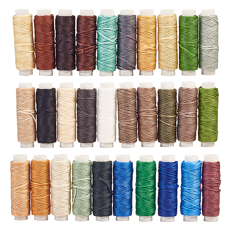 Sewing Threads, Flat Durable Strong Bounded, Polyester Leather Sewing Waxed Thread, Mixed Color, 0.8x0.3mm; 3bags/set