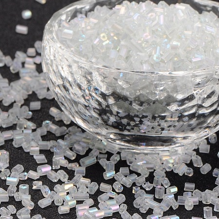 ORNALAND 11/0 Two Cut Glass Seed Beads, Hexagon, Clear, 2.2mm; about 13000pcs/bag