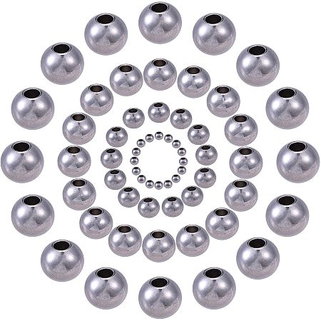 304 Stainless Steel Spacer Beads, Round & Rondelle, Stainless Steel Color, 3~8x2~6mm, Hole: 1~3mm; 200pcs/box