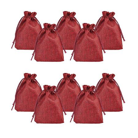 ARRICRAFT 100pcs Burlap Packing Pouches Drawstring Bags 3.7x5.3 Gift Bag Jute Packing Storage Linen Jewelry Pouches Sacks for Wedding Party Shower Birthday Christmas Jewelry DIY Craft, DarkRed