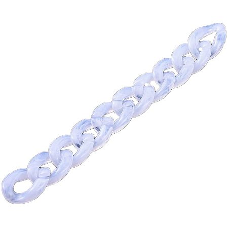 Arricraft 5 Strands 39.37 Inch White Acrylic Link Chain, Plastic Curb Chain for Neckalce, Bracelet, Earrings, Handbag, Sunglasses Holder