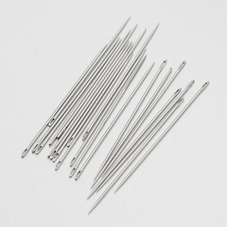 Honeyhandy Iron Sewing Needles, Platinum, 4.2x0.07cm, about 50pcs/bag