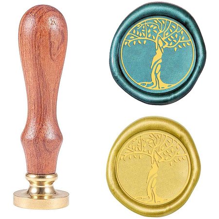 PandaHall Elite Wax Seal Stamp Sealing, Woman Tree Wax Stamp with Wood Handle Retro Stamp Kit for Valentine's Day Envelopes, Party Invitation, Wine Packages, Gift Packing, Greeting Cards
