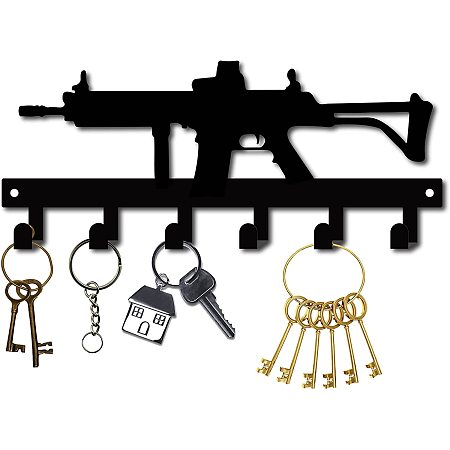 CREATCABIN Metal Key Holder Hanger Organizer Rack Wall Mounted Decor Decorative 6 Hooks for Entryway Front Door Kitchen Garage Office University Dormitory,with Screws and Anchors 10.6inch x 4.5inch