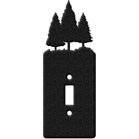 Arricraft 1 Set Trees Iron Single Toggle Light Switch Wall Plate Cover Power Outlet Decorations Rectangle Black with Screws for Switch, Electric Outlets, GFCI and Dimmers About 2.72x7.17inch