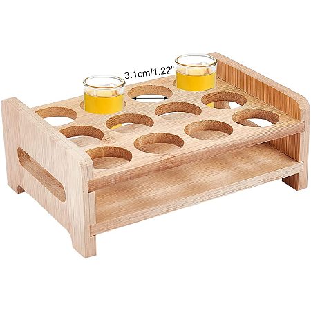 NBEADS 12 Shot Glass Holder, Hole: 1.22 Inch Shot Glass Tray Bamboo Shot Glass Serving Tray Shot Glass Storage Shot Glass Display Bar Accessories for Party Bar Club Bar Office Family Gathering