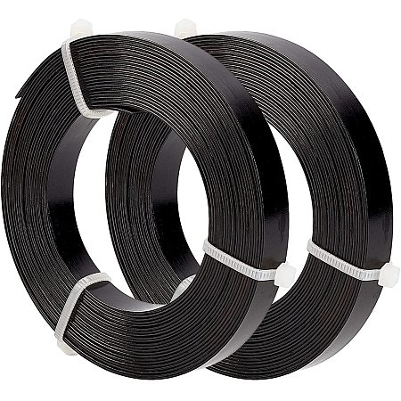 BENECREAT 16.5 Feet 10mm Wide Black Flat Jewelry Craft Wire 18 Gauge Aluminum Wire for Bezel, Sculpting, Armature, Jewelry Making