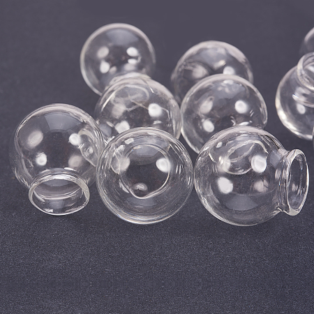 PandaHall Elite 50Pcs Handmade Round Blown Globe Wish Glass Ball Bottles DIY Memory Lockets Pendant Charm Craft Size 22x20mm Transparent