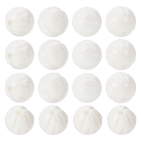 BENECREAT 100Pcs Natural White Lotus Carving Shell Bead 6.5mm/7mm Carved Lotus Flower Loose Beads for Jewelry Making, Hole: 0.6mm