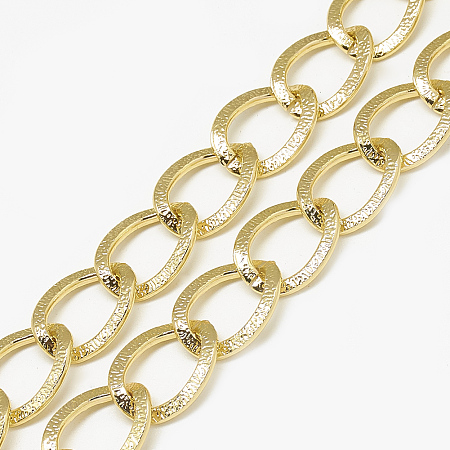 Honeyhandy Unwelded Aluminum Curb Chains, Light Gold, 20x15.5x3x1.5mm