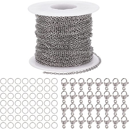 BENECREAT 82 Feet 304 Stainless Steel Link Cable Chain 2mm with 20 Lobster Clasps and 50Pcs Jump Rings for Men Women Jewelry Chain DIY Making