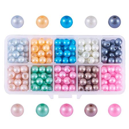 ARRICRAFT 1 Box (about 300 pcs) 10 Color 8mm Round Opaque Spray Painted Glass Beads Assortment Lot for Jewelry Making