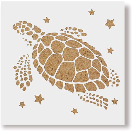BENECREAT 12x12 Inches Sea Turtle Stencils Sea Creature Painting Stencils for Art Painting on Wood, Scrabooking Cardmaking and Christmas DIY Wall Floor Decoration