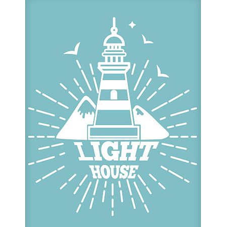 OLYCRAFT Silk Screen Printing Stencil Self-Adhesive Silk Screen Mesh Transfer, Christmas Theme Pattern Mesh Transfers for T-Shirt Pillow Fabric Painting, Reusable and Washable- Light House