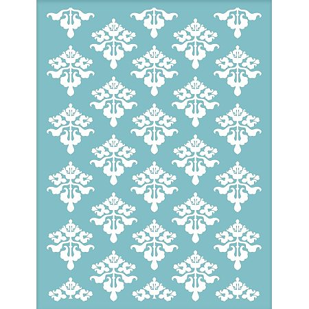 OLYCRAFT Self-Adhesive Silk Screen Printing Stencil Reusable Pattern Stencils Flower Pattern for Painting on Wood Fabric T-Shirt Wall Chalkboards Wood Ceramic Home Decorations (11x8.7 Inch) - #06