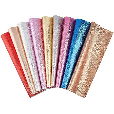 CHGCRAFT 9Pcs Faux Leather Fabric Sequins Synthetic Leather Sheets Faux Leather Fabric Sheet Sets Glitter Shiny Faux Leather Sheets Assorted for DIY Crafts Sewing Making Bows Earrings