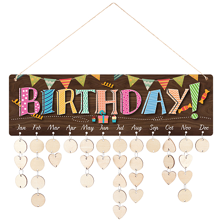CRASPIRE Birthday Board Plaque DIY Hanging Wooden Birthday Reminder Calendar Wall Hanging Board with Wooden Ornaments Blank Slices for Family Friends Birthday Reminder Home Wall Decor