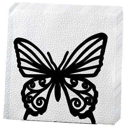 CREATCABIN Butterfly Napkin Holder Cutout Black Metal Tabletop Napkin Holder Hollow Out Freestanding Paper Tissue Dispenser for Restaurant Home Kitchen Countertop Dining Picnic Table 4.2 x 3.5inch