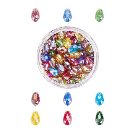 NBEADS 1 Box 200 Pcs Crystal Abacus Faceted Drop Glass Beads, Mixed Color AB-Color Faceted Jewelry Glass Beads Interval Loose Beads for DIY Pendants Necklace Bracelet Making