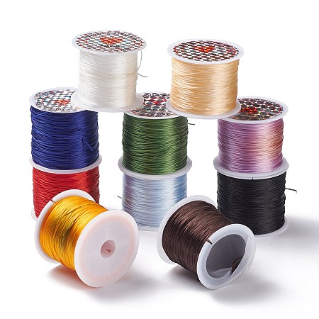 ARRICRAFT Flat Elastic Crystal String, Elastic Beading Thread, for Stretch Bracelet Making, Mixed Color, 0.6mm