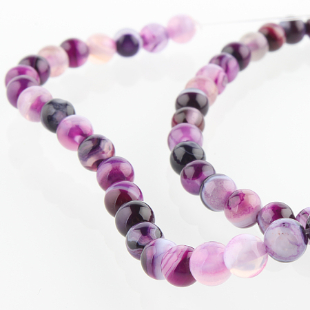 Honeyhandy Natural Gemstone Agate Round Bead Strands, Dyed, Blue Violet, 4mm, Hole: 1mm, about 92pcs/strand, 14.96 inch