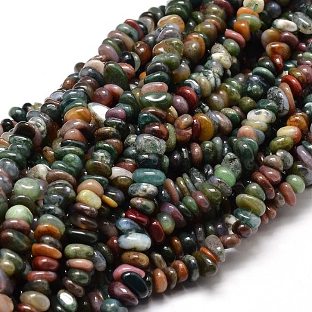 Honeyhandy Natural Indian Agate Chip Beads Strands, 4~14x4~12mm, Hole: 1mm, about 15.3 inch~16.1 inch