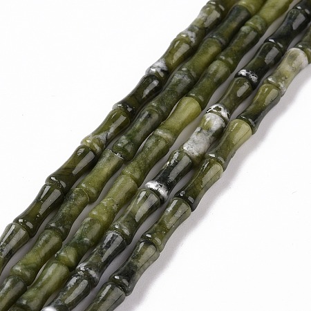 Natural Xinyi Jade/Chinese Southern Jade Beads Strands, Bamboo Stick, 12.5x10~10.5mm, Hole: 1mm, about 31pcs/strand, 15.75 inch(40cm)